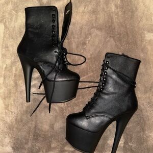 Black matte pleaser heels